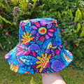 Children's Neon Floral Bucket Hat | Cotton Lycra
