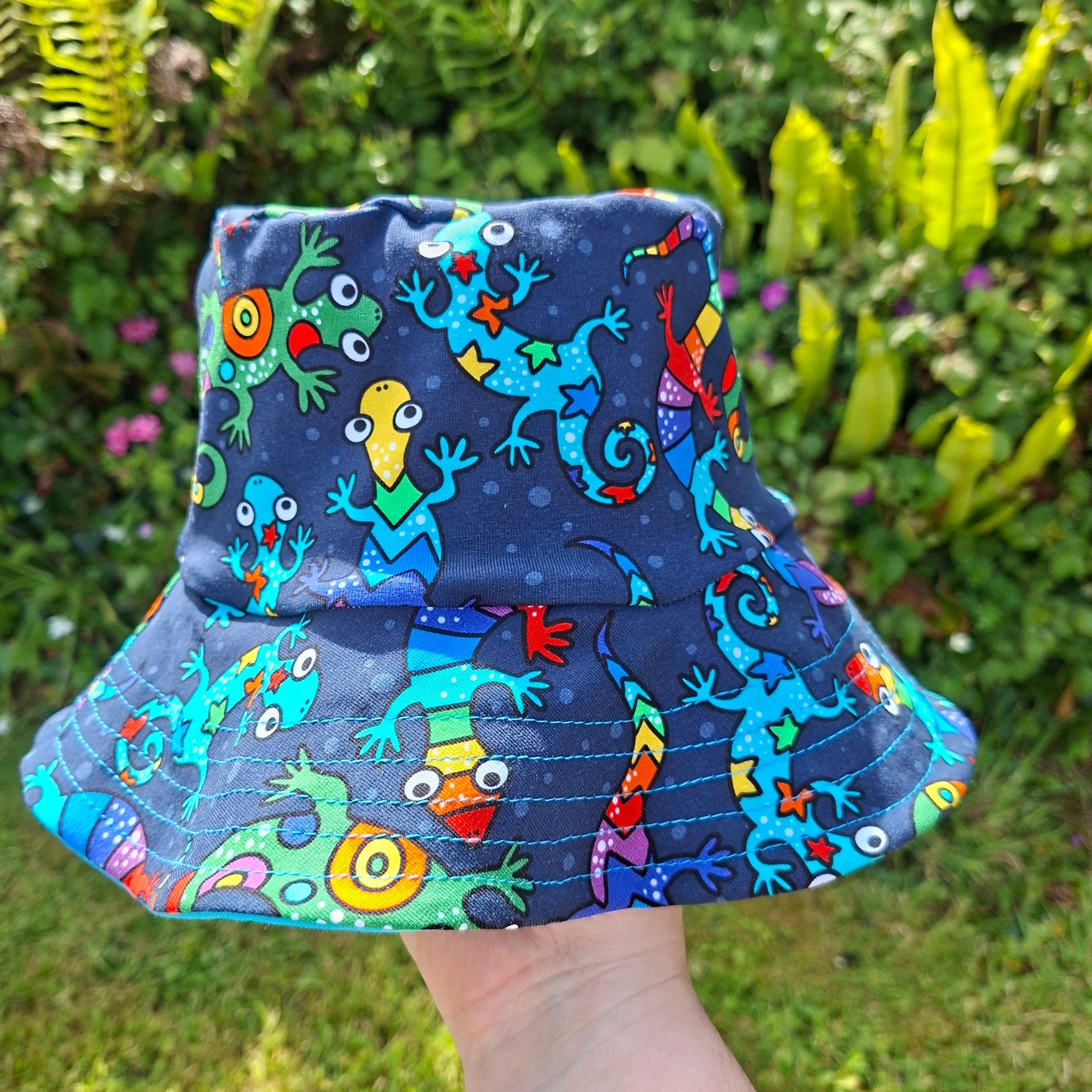 Children's Rainbow Lizard Bucket Hat | Cotton Lycra